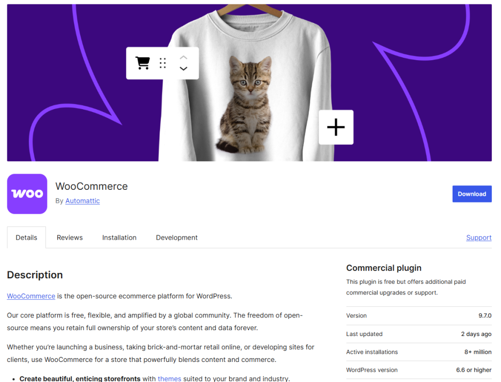 A screenshot of a WooCommerce website page.